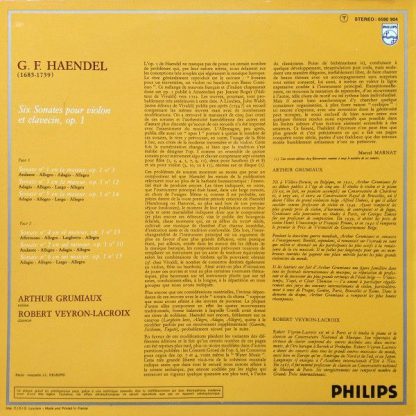 Philips 6580 904 - Six Sonates Pour Violon Et Clavecin, Op. 1 - Image 2