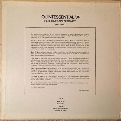 Chiaroscuro Records CR 131 - Quintessential '74 - Image 2