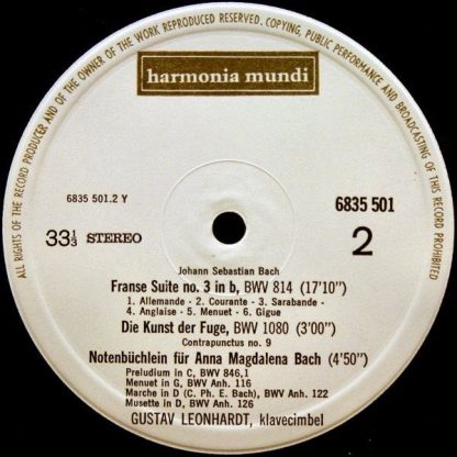 Deutsche Harmonia Mundi 6835 501 - Gustav Leonhardt Speelt Bach - Image 4