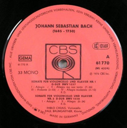 CBS 61 770 - Sonaten Für Violoncello Und Klavier Nr. 1-3 BWV 102 - Image 3