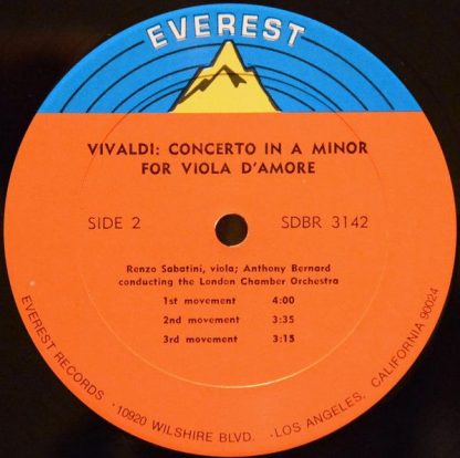 Everest SDBR 3142 - 2 Concerti For Viola D'amore, Strings And Ce - Image 3