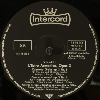 Intercord 29 987 - L'Estro Armonico, Opus 3 (12 Concerti Für Str - Image 6