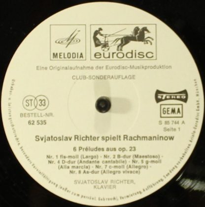 Eurodisc 62535 - 13 Préludes Aus Op. 23 Und Op. 32 - Image 5