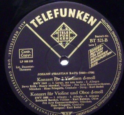 Telefunken BT 521 - Konzert für Cembalo, 2 Violinen , Violine un - Image 7