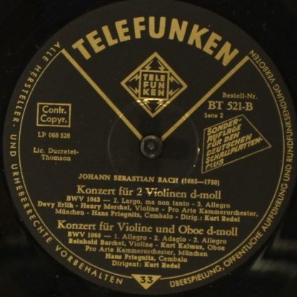 Telefunken BT 521 - Konzert für Cembalo, 2 Violinen , Violine un - Image 4