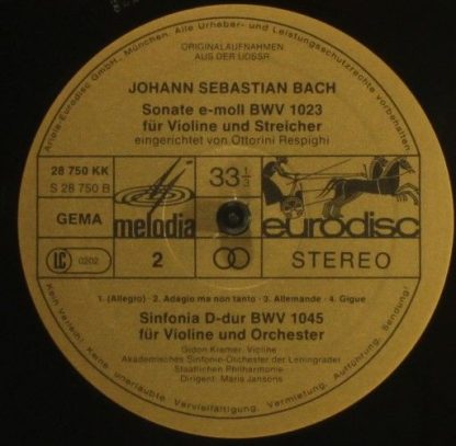 Eurodisc 28 750 KK - Concerto Nr. 2 in E BWV 1042, Sonate in e B - Image 4