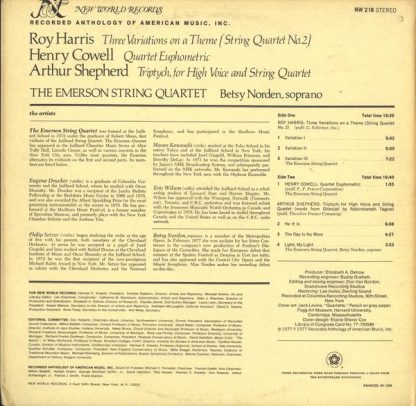 New World Records NW 218 - Works By Arthur Shepherd, Henry Cowel - Image 3