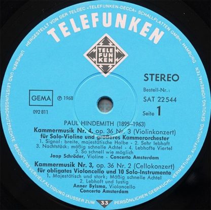 Telefunken SAT 22 544 - Kammermusik Nr. 4, Nr. 3 & Nr. 1 - Image 3