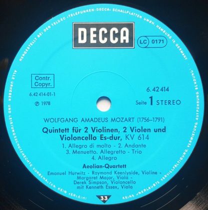 DECCA 6.42414 - Streichquintett Es-Dur, KV 614 / Streichquintett - Image 3