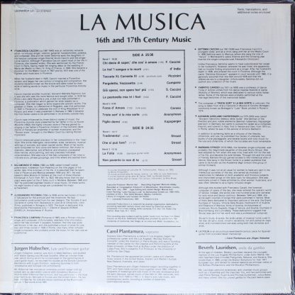 Leonarda LPI 123 - La Musica. 16th And 17th Century Music - Image 2