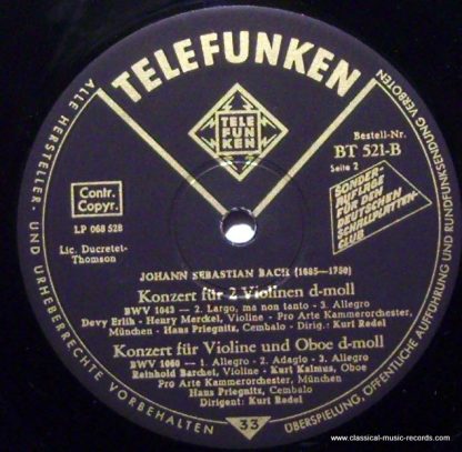 Telefunken BT 521 - Konzert für Cembalo, 2 Violinen , Violine un - Image 6