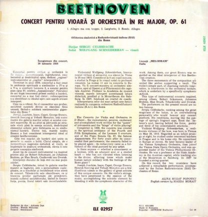 Electrecord ELE 02957 - Concerto For Violin And Orchestra = Conc - Image 2