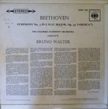 CBS SBRG 72057 - Symphony No. 3 In E Flat Major Op. 55 (Eroica) - Image 2