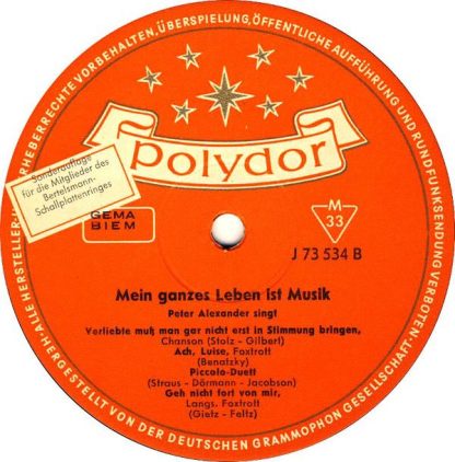 Polydor J 73 534 - Mein Ganzes Leben Ist Musik (Peter Alexander - Image 4