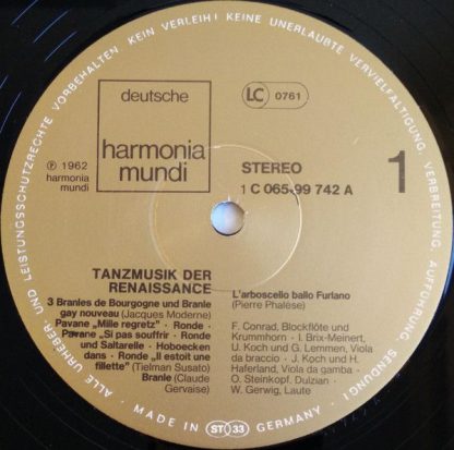 Deutsche Harmonia Mundi 1C 065-99 742 - Tanzmusik der Renaissanc - Image 3