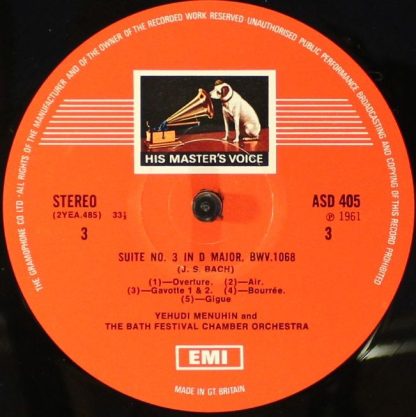 His Master's Voice ASD 405 - Bach Suites Nos. 3 And 4 - Image 3