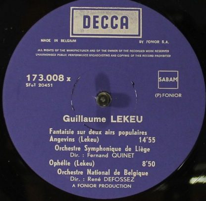 DECCA 173.008-X - Adagio / Larghetto / Ophélie / Fantasie Sur De - Image 3