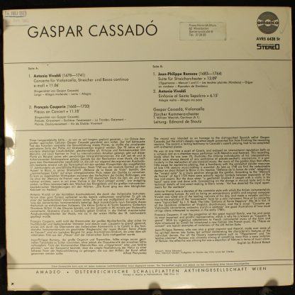 Amadeo AVRS 6428 St - Vivaldi Couperin Rameau - Gaspar Cassado, - Image 2