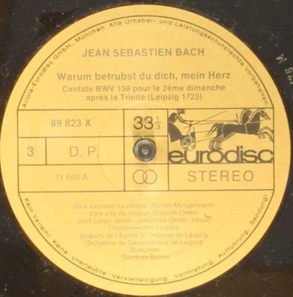 Eurodisc 89822 X - Les Cantates de Bach Vol. 2 - Image 7