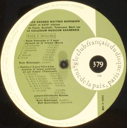 Le Club Français Du Disque 379 - Les Grandes Maîtres Baroques (1 - Image 3