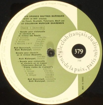 Le Club Français Du Disque 379 - Les Grandes Maîtres Baroques (1 - Image 4