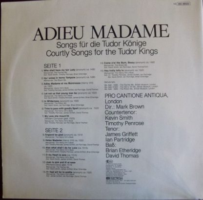 Deutsche Harmonia Mundi 1C 065-99 833 - Adieu Madame (Songs Für - Image 2