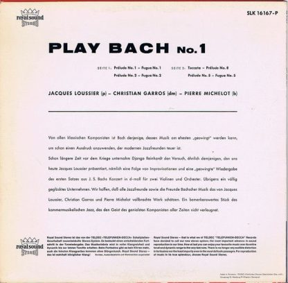 DECCA SLK 16167-P - Johann Sebastian Bach, Jacques Loussier- Chr - Image 2