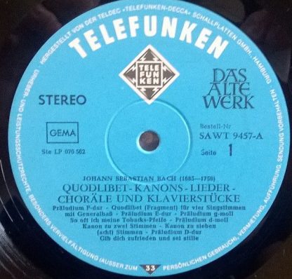 Telefunken SAWT 9457-A Ex - Quodlibet - Canons - Songs - Chorale - Image 5