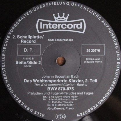 Intercord Ton GmbH 29 307-6 - Das Wohltemperierte Klavier 2. Tei - Image 11