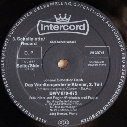 Intercord Ton GmbH 29 307-6 - Das Wohltemperierte Klavier 2. Tei - Image 12