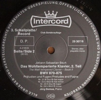 Intercord Ton GmbH 29 307-6 - Das Wohltemperierte Klavier 2. Tei - Image 13