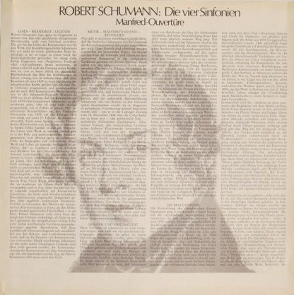 CBS S 77315 - Die Vier Sinfonien, Manfred Ouverture Original Orc - Image 2