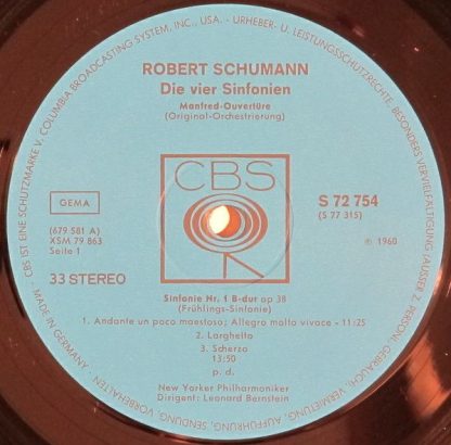 CBS S 77315 - Die Vier Sinfonien, Manfred Ouverture Original Orc - Image 4