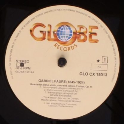 Globe GLO CX 15013 - Piano Quartet in C minor, Op. 15, Piano Qua - Image 3