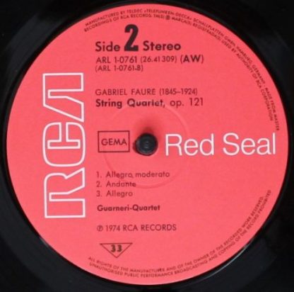 RCA Red Seal ARL1-0761 - Piano Quartet In C Minor, Op. 15 / Stri - Image 4