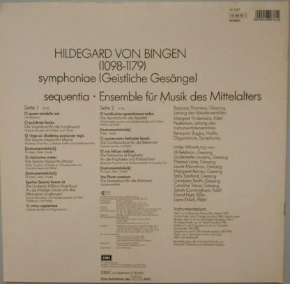 Deutsche Harmonia Mundi 19 9976 1 - Symphoniae, Geistliche Gesän - Image 2