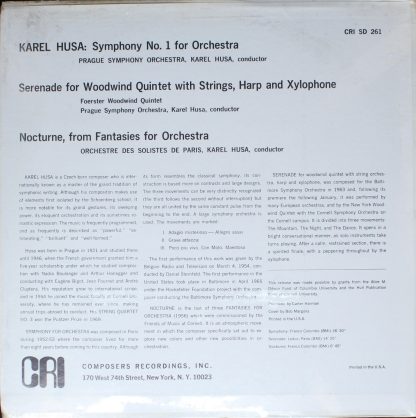 Composers Recordings Inc. CRI SD 261 - Symphony No. 1 For Orches - Image 2