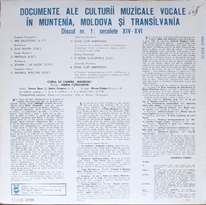 Electrecord ST-ECE 01199 - Documente Ale Culturii Muzicale Vocal - Image 2