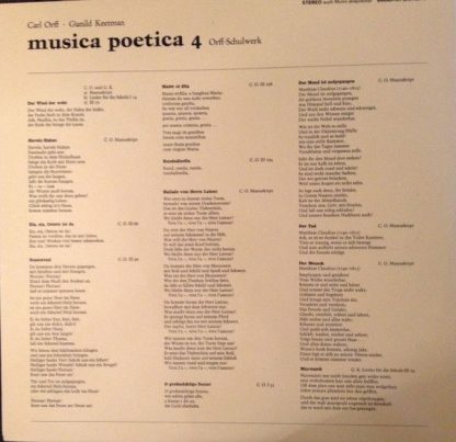 BASF 20 21 024-3 - Musica Poetica  Orff-Schulwerk  Lieder / Ball - Image 2