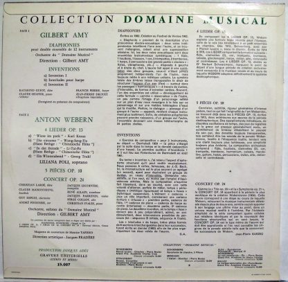 Disques Adès 15.007 - 4 Lieder Op. 13 / 5 Pièces Op. 10 / Concer - Image 2