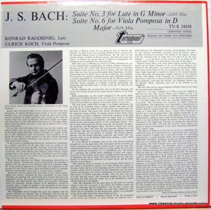 Turnabout TV-S 34430 - Bach Suite No. 3 For Lute In G Minor, Sui - Image 2