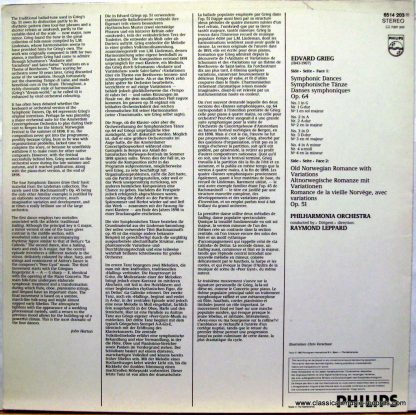 Philips 6514 203 - 4 Symphonic Dances Op. 64 / Old Norwegian Rom - Image 2