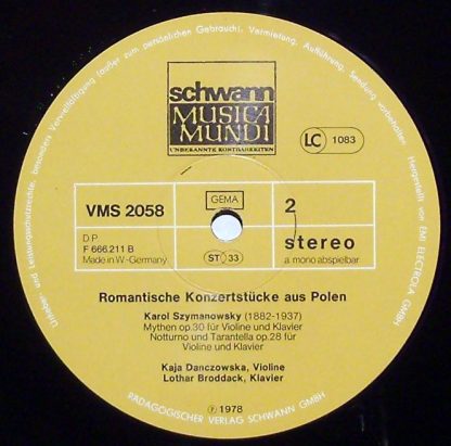 Schwann Musica Mundi VMS 2058 - Romantische Konzertstücke Aus Po - Image 3