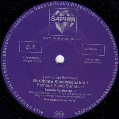 Saphir 25 760-0 SX/1-2 - Berühmte Klaviersonaten I / Famous Pian - Image 3