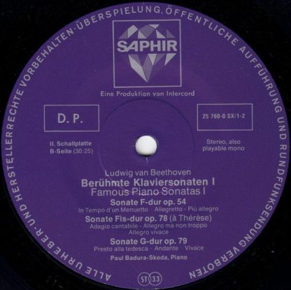 Saphir 25 760-0 SX/1-2 - Berühmte Klaviersonaten I / Famous Pian - Image 6