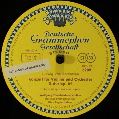 Deutsche Grammophon 6909 - Konzert Für Violine Und Orchester D-D - Image 3