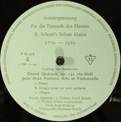 B. Schott's Söhne F 60 273 - Grand Quatuor, Op. 131 Cis-Moll Pou - Image 6