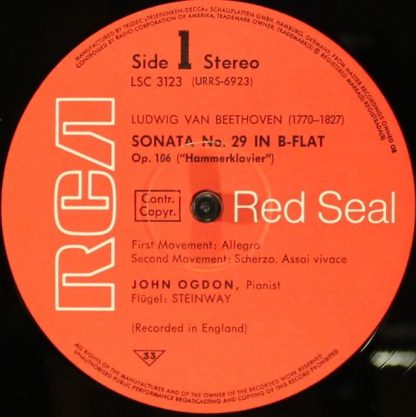 RCA Red Seal LSC-3123 - Beethoven: "Hammerklavier" Sonata - Image 3