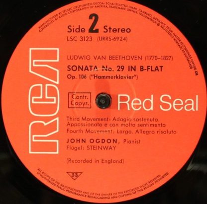 RCA Red Seal LSC-3123 - Beethoven: "Hammerklavier" Sonata - Image 4