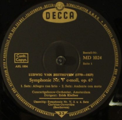 DECCA MD 1024 - Symphonie Nr. V C-Moll, Op. 67 - Coriolan-Ouvert - Image 3